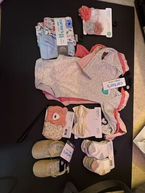 Carter's Pink & Gray Baby Clothing and Accessory Bundle